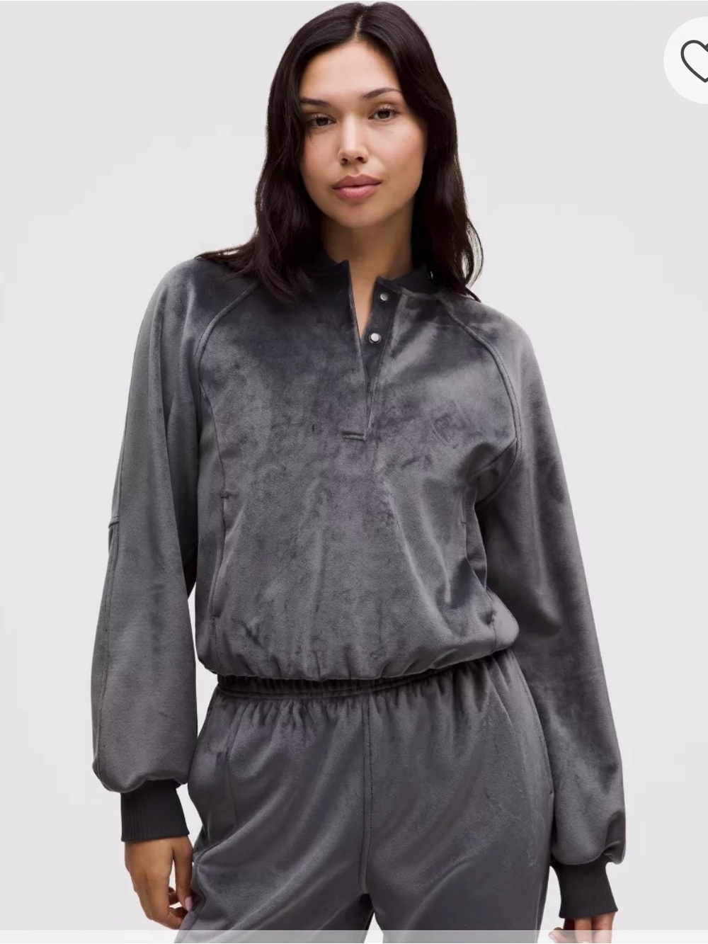 Lululemon Scuba Cropped Henley Pullover in Velvet Gray XS/S